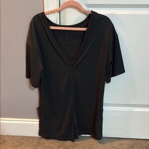 Black V-Neck Short Sleeve Romper